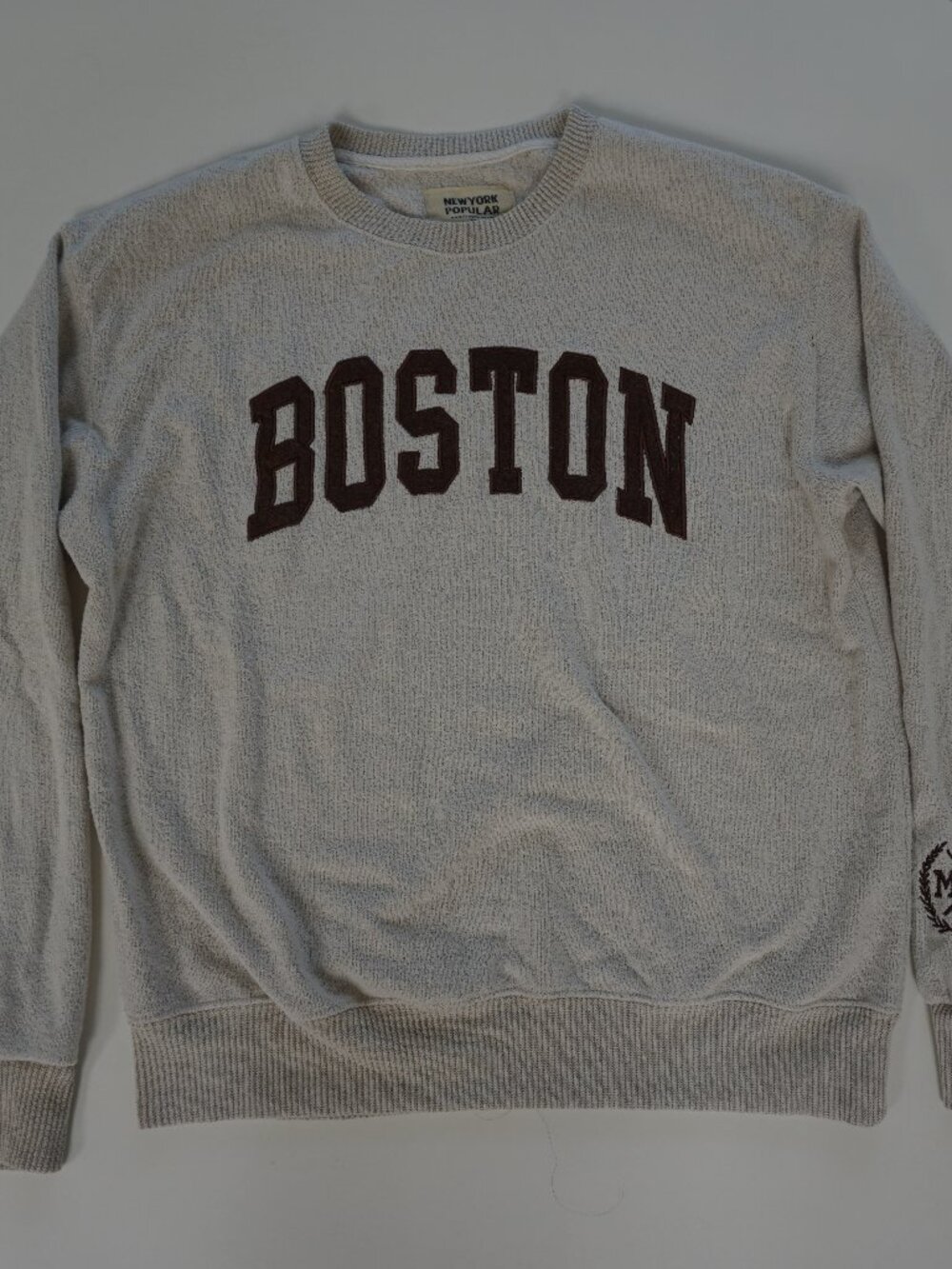 Boston Varsity Letter New York Popular Terry Crewneck Sweatshirt XL